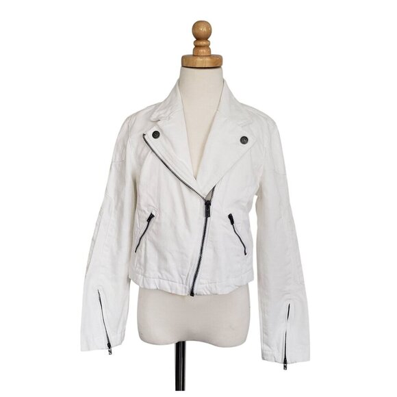 Girl's Sz 8 Polo Ralph Lauren White Asymmetrical Zip Moto Denim Spring Jacket - Picture 1 of 13